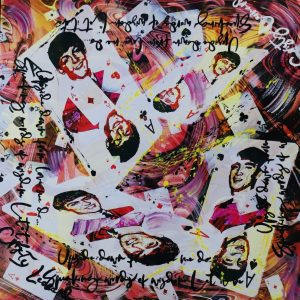 detail van The Beatles mixed media kunstwerk van CristyLeonard