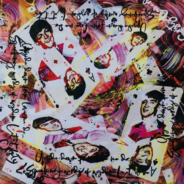 detail van The Beatles mixed media kunstwerk van CristyLeonard